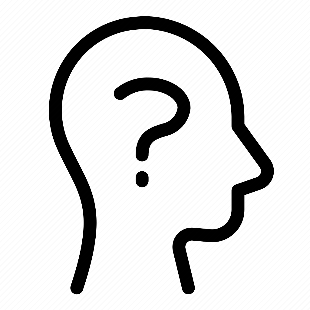 TriviaFlix - Silhouette of a head with a question mark inside, representing confusion or inquiry.